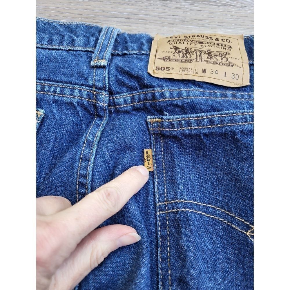 Vintage Men's Levi's orange tab denim jeans 505 regular fit straight leg 34x30 1